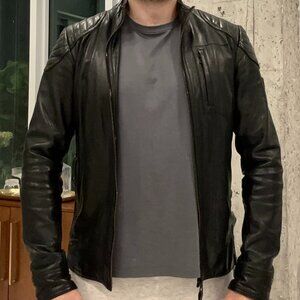 Rudsak Black Leather Moto Jacket – Men’s M – Premium Genuine Leather